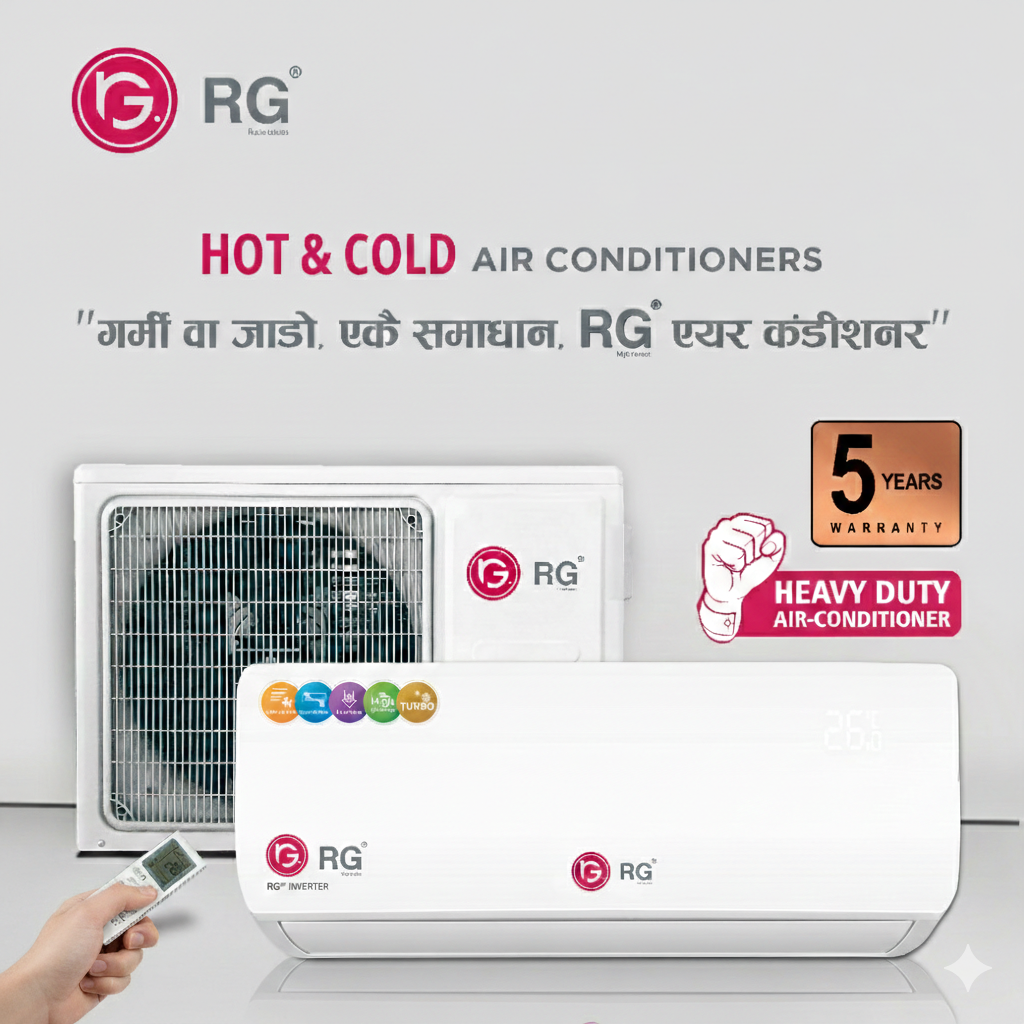 RG 1 Ton Split Air Conditioner – Non-Inverter, Fast Cooling AC 