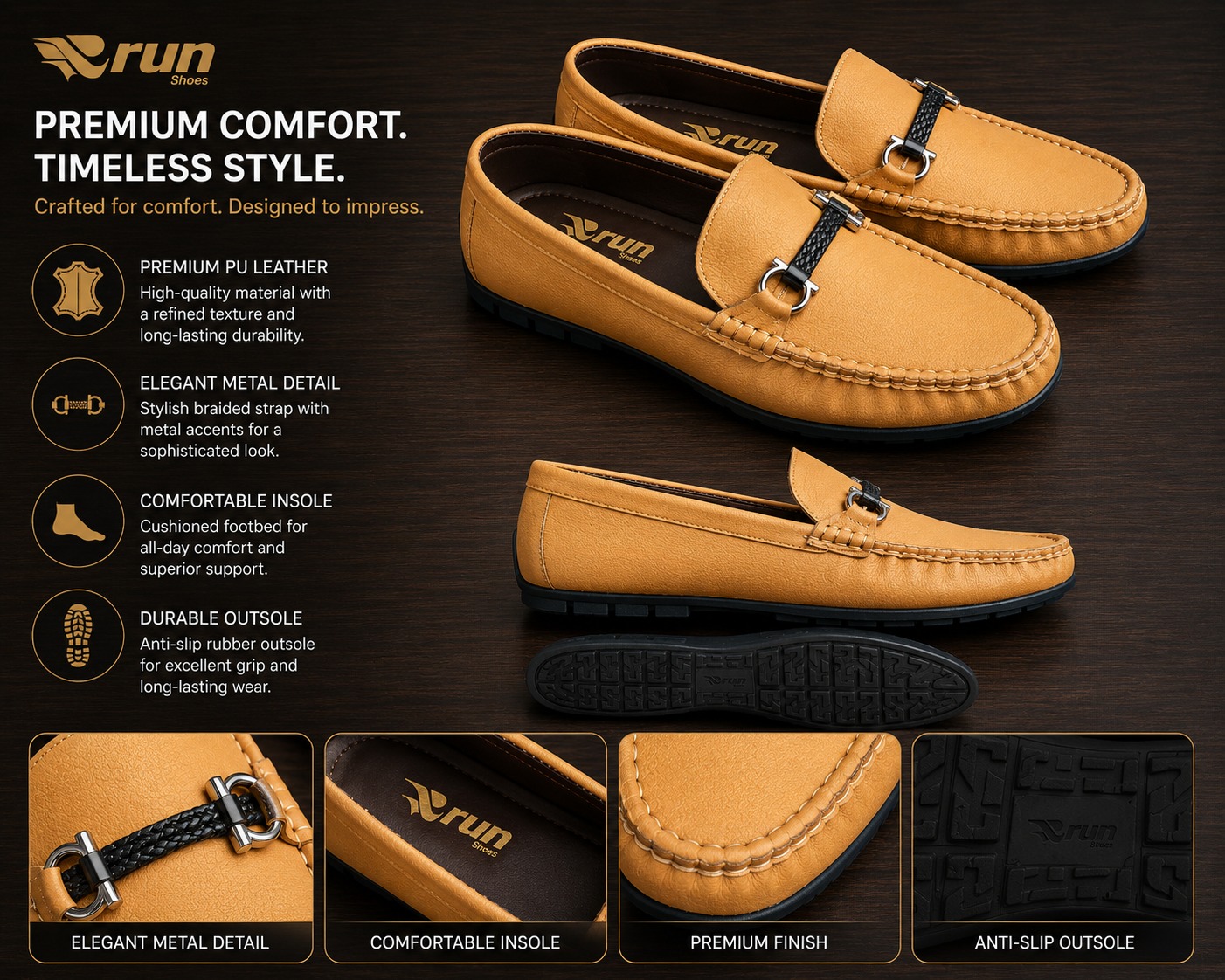 Brown Loafer Shoes for Men 