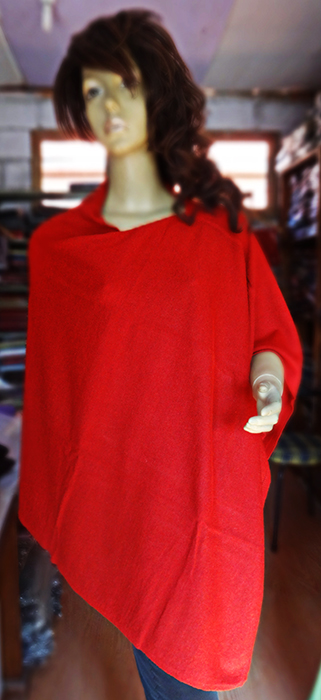100% Red Printed Poncho 