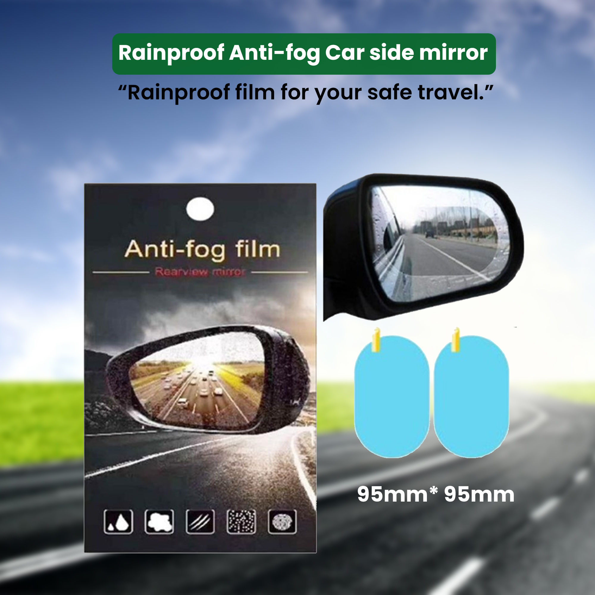 2 PCS Rain Anti-Fog Film For Car and Bike Mirrors 