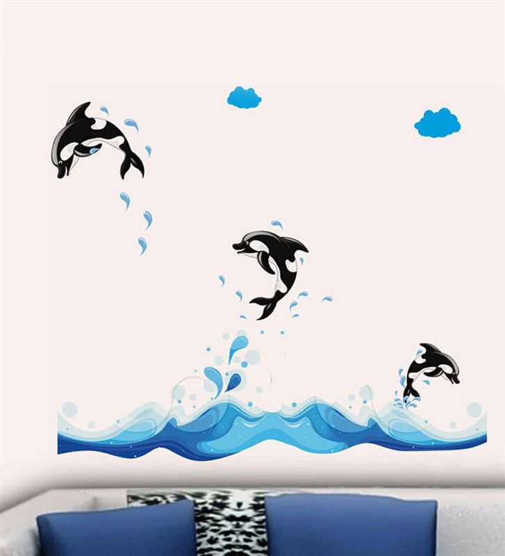 3 Jumping Dolphins Wall Stickers