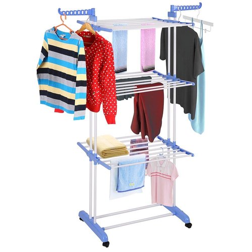 Three Layer Clothes Rack Hanger With Wheels 