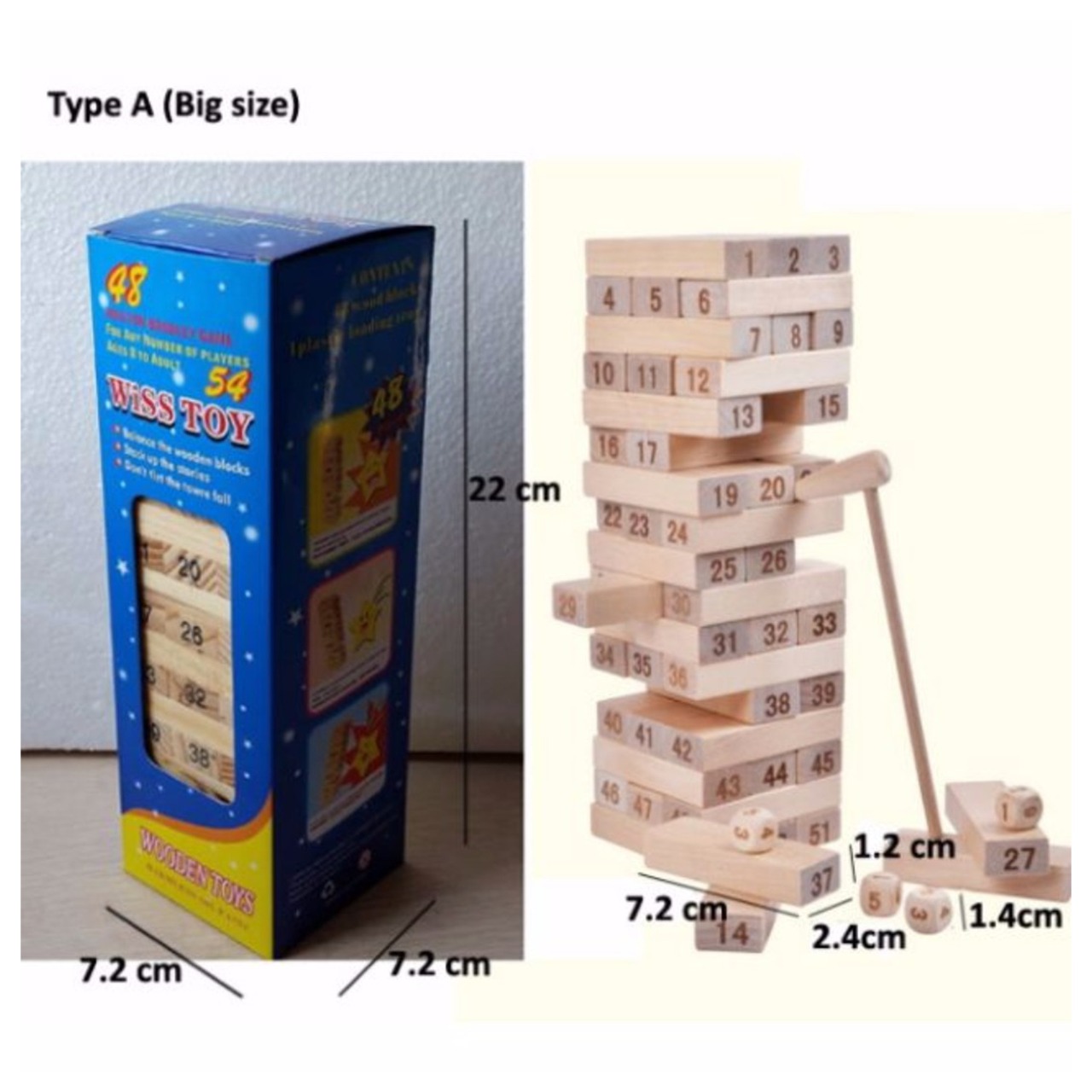 54 Wood Pieces Wiss Toy Wooden Blocks