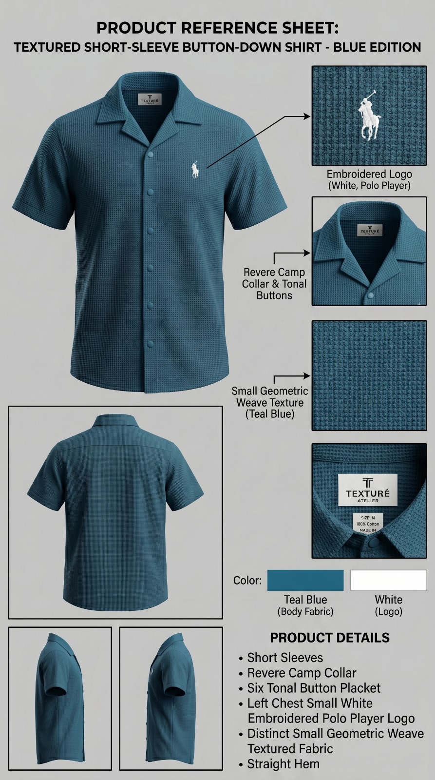 Premium Textured Sky Blue Shirt for Men 