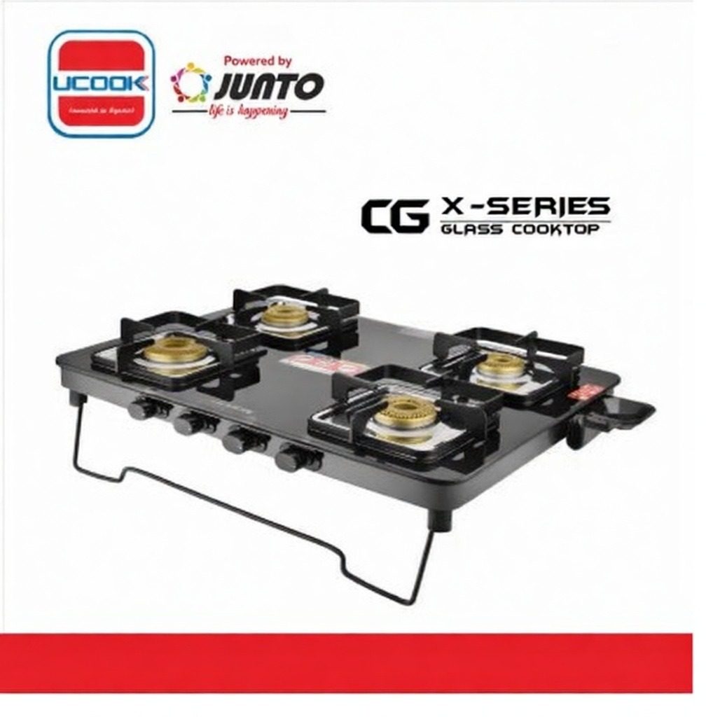 JUNTO X Series XL 4 Burner Gas Stove with Glass Cooktop 