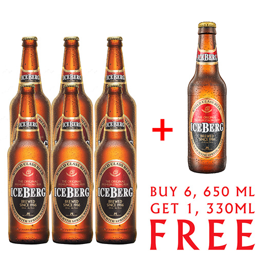 Himalayan Brewery ICEBERG 650 ML( Buy 6 get 1 btl  330ml free) 