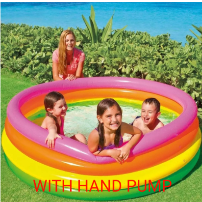 Intex Inflatable Swimming Pool For Kids Large (66"x18" Inchs) With Hand Air Pump 