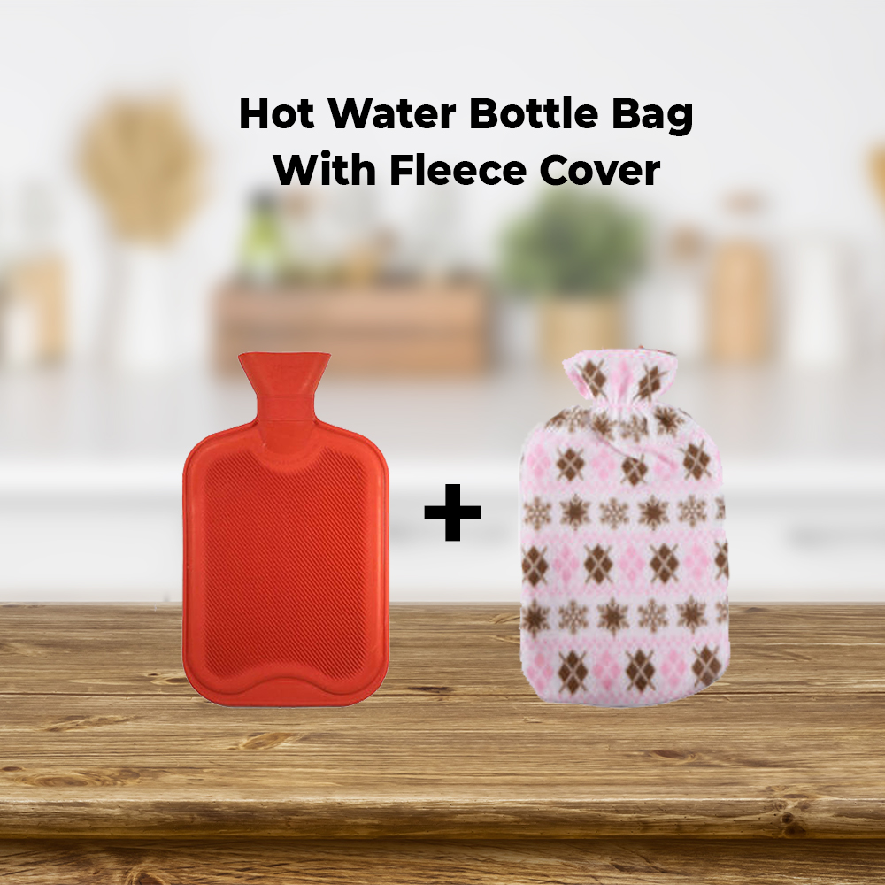 Hot water bottle bag with fleece cover 