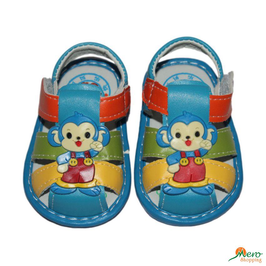 Baby Leather Sandal 0 To 1 Yr (Blue) 