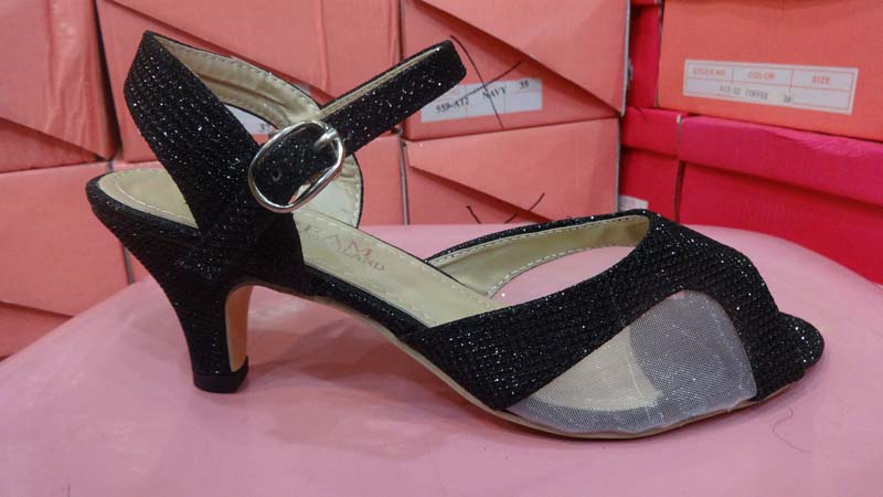 Black and white Neted Glittering Shoes