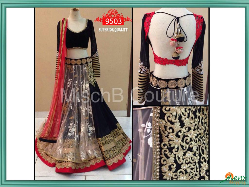 Black with Lace Decoration Bollywood Lehenga Choli 