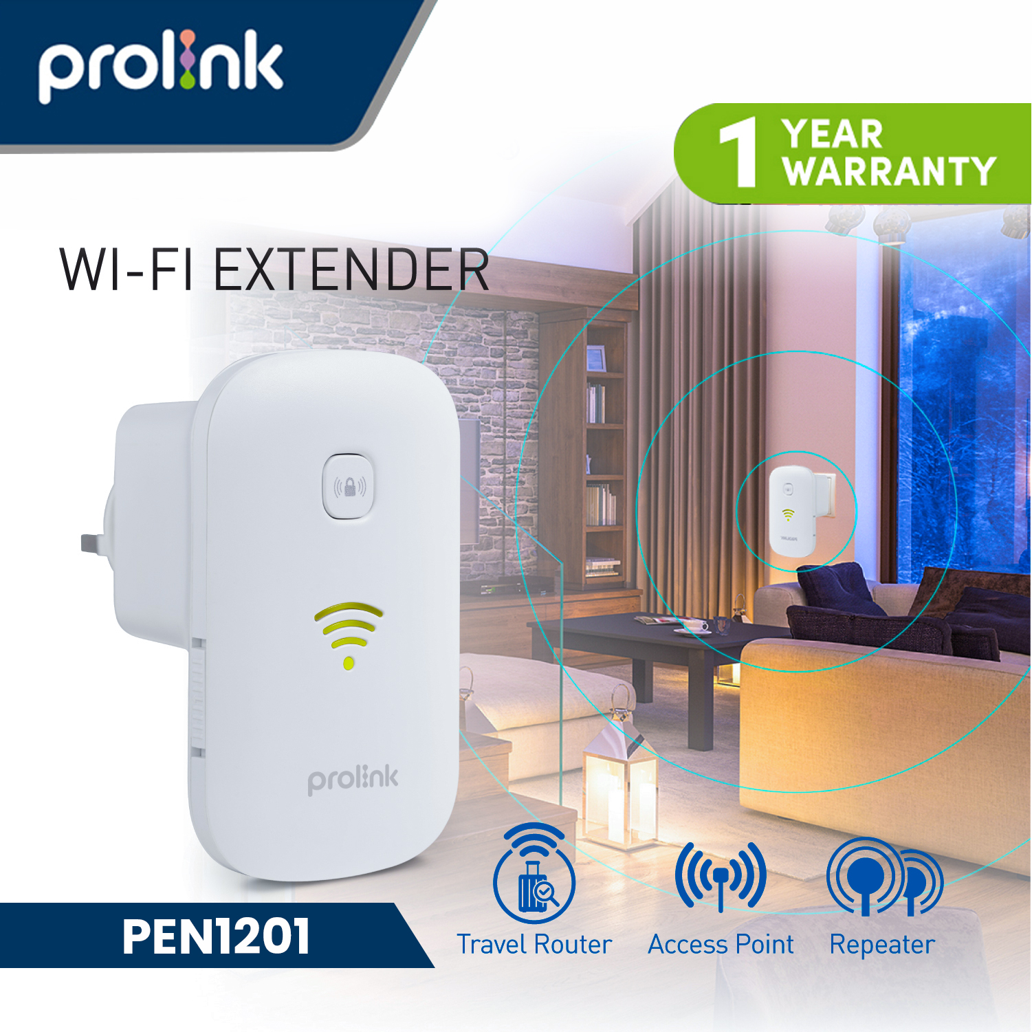 Prolink Wifi Extender with 3-in-1 Function - PEN1201 
