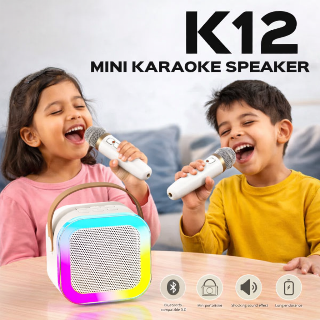K12 Mini Bluetooth Karaoke Speaker with Wireless Microphone 
