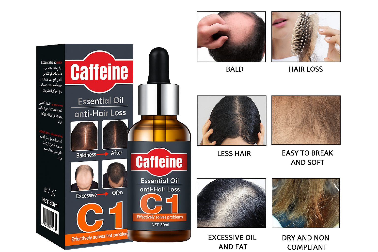 Caffeine Hair Regrowth Oil – Hair Growth & Hair Loss Serum for Men and Women 