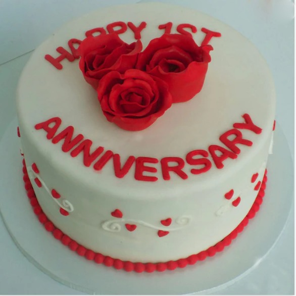 Happy Anniversary Fondant Cake 