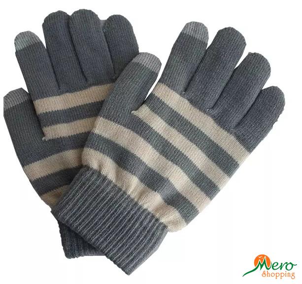 Grey & Cream Touch Screen Gloves