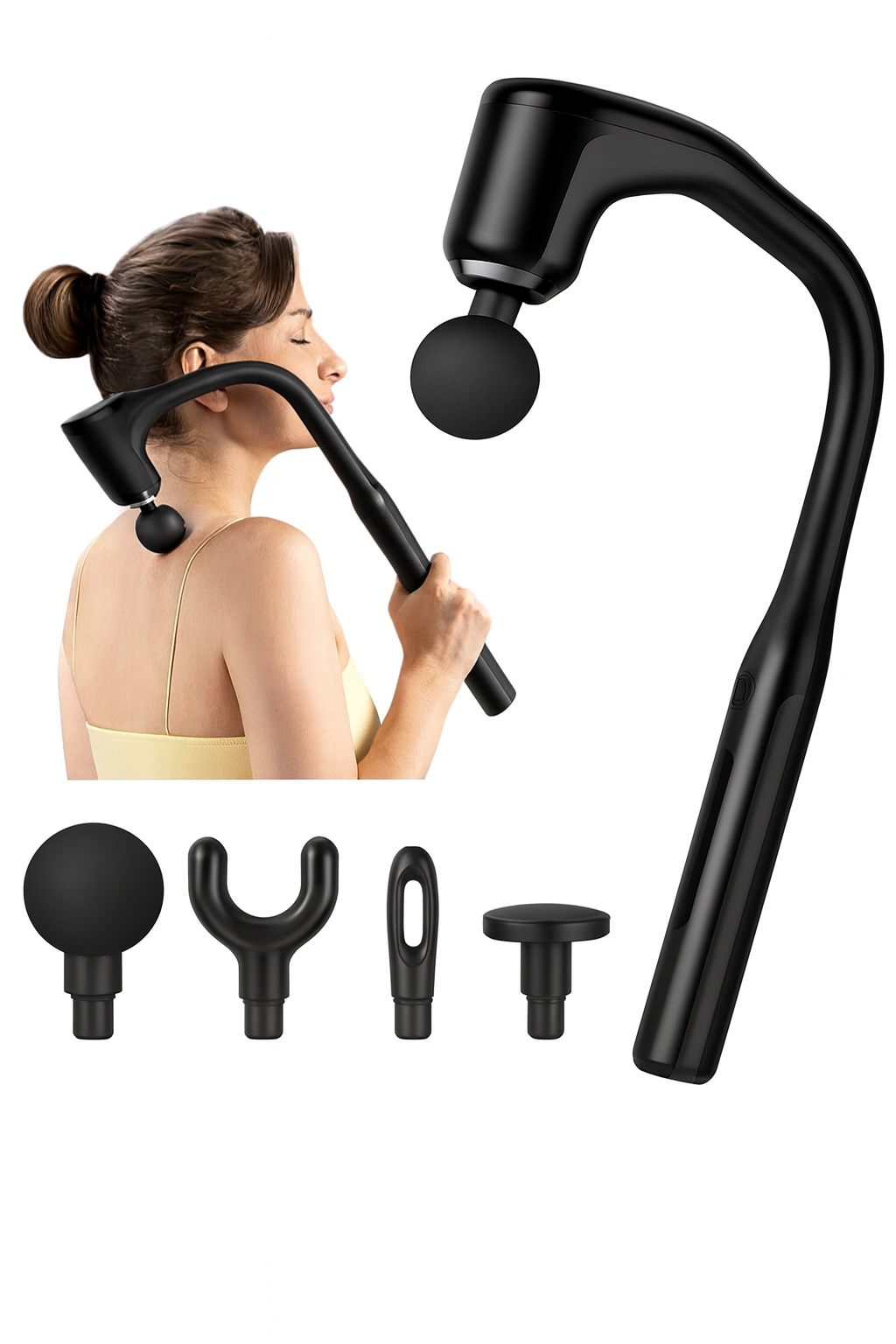 Long Handle Percussion Massage Gun for Full-Body 