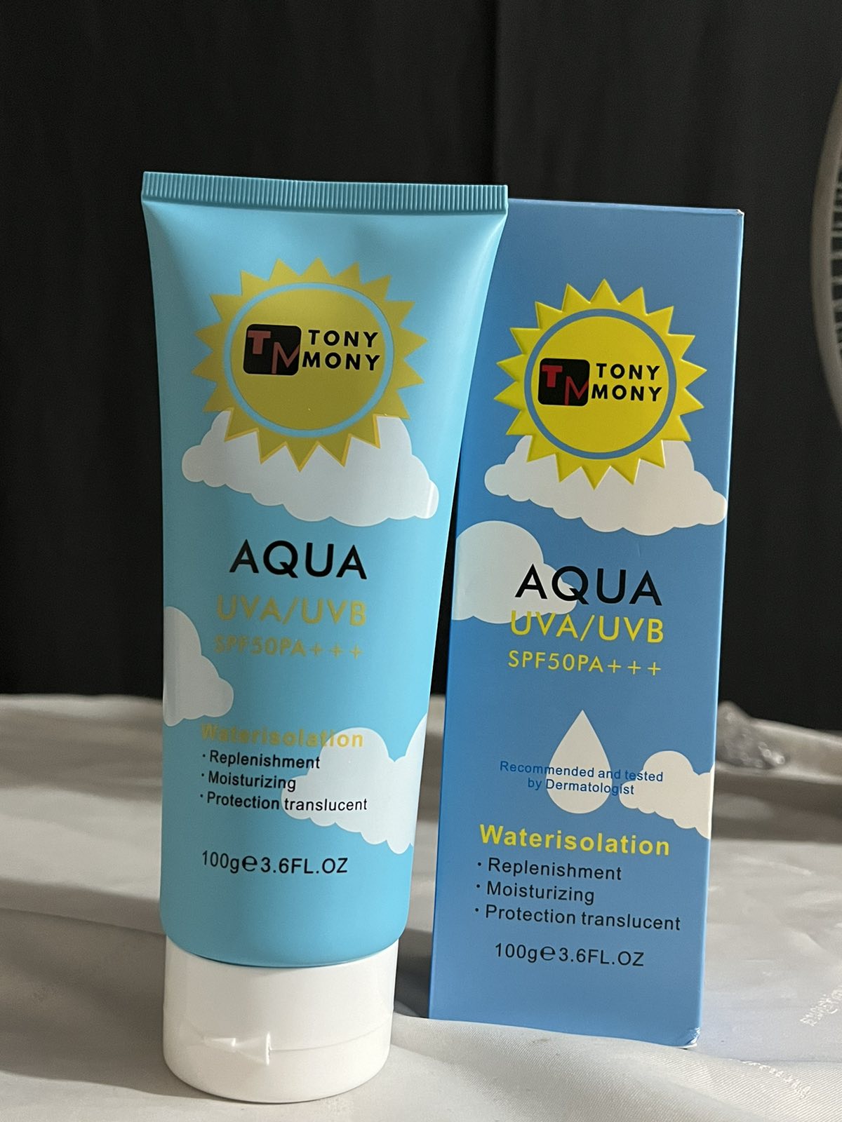 Tony Mony USA Aqua UVA/UVB Spf50+++ Moisturizing Sunscreen 100gm