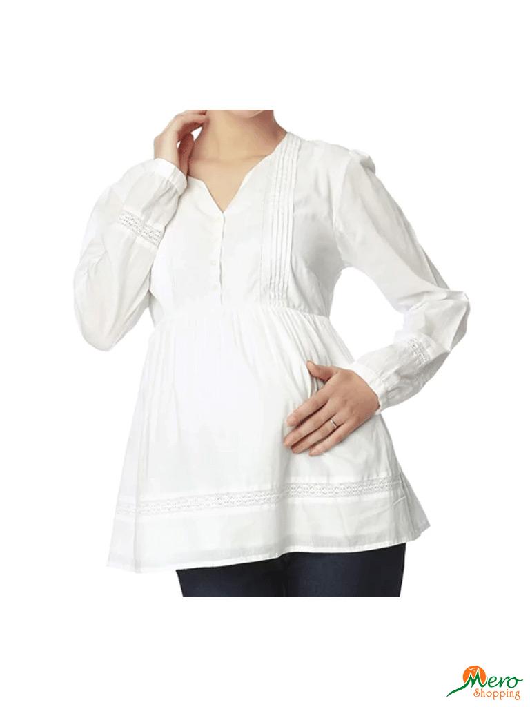 Nine Maternity Wear Blouse In White-BLACA16-5514 