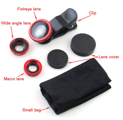 Universal Clip Lens 3-In-1 Mobile Phone Camera Lens Kit  