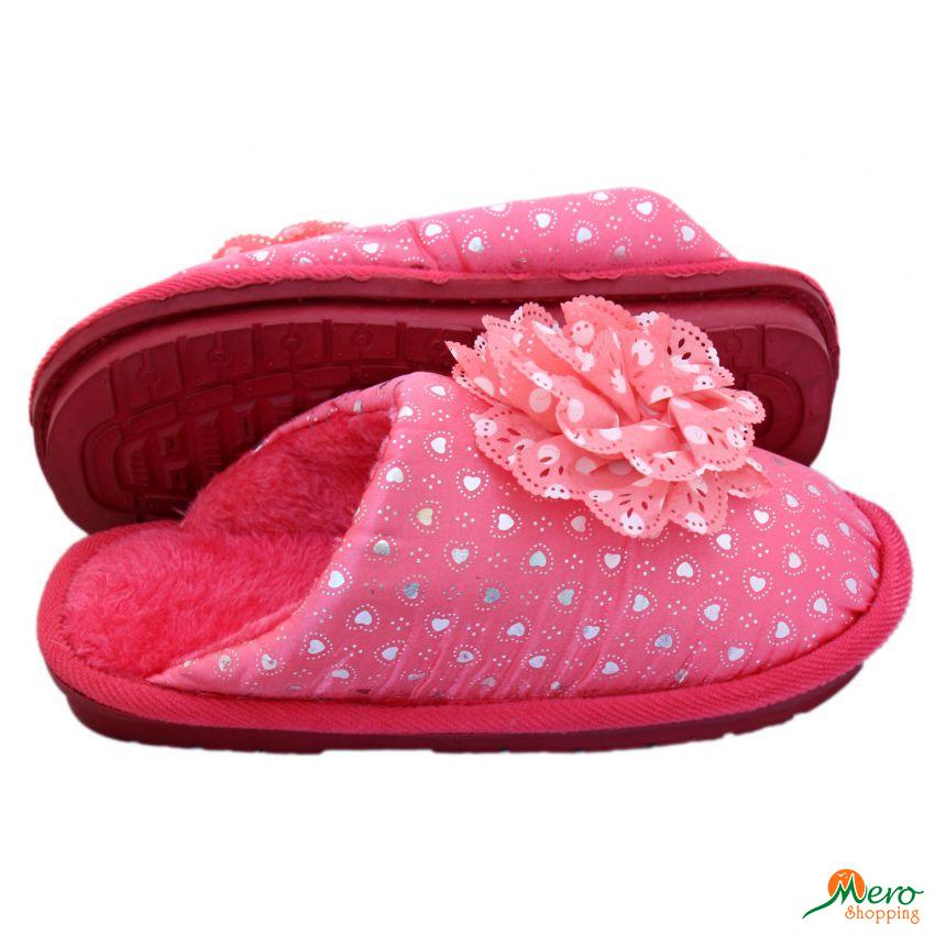 Pink Bow Glitter Fur Slippers (Design No. 34)