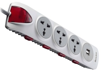 Power Strip-3 universal sockets + USB port charger-PZB404-2