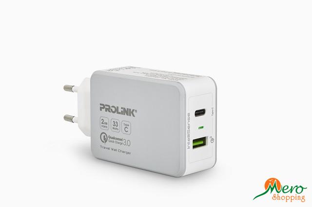 Prolink 2-Port USB Travel Charger with Type-c 33W- PTC23301