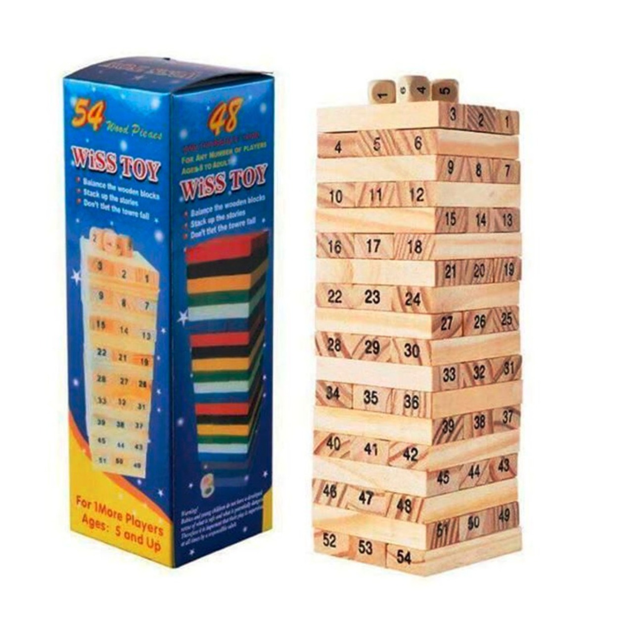 54 Wood Pieces Wiss Toy Wooden Blocks