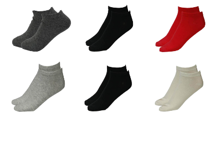 Pack of 6 Pairs of Cotton Ankle Socks For Women (2035)