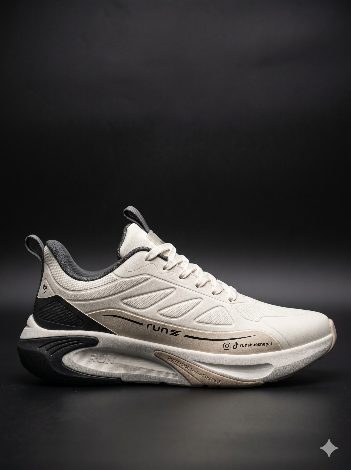 RUN ART 7184 White Black Running Shoes for Men 