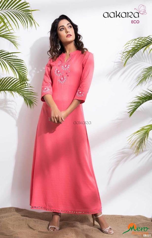 Rayon Gown style kurti (pink) 