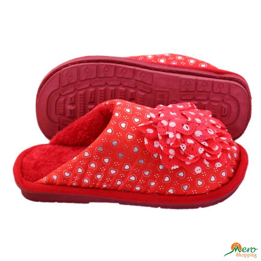 Red Bow Glitter Fur Slippers (Design No. 34)