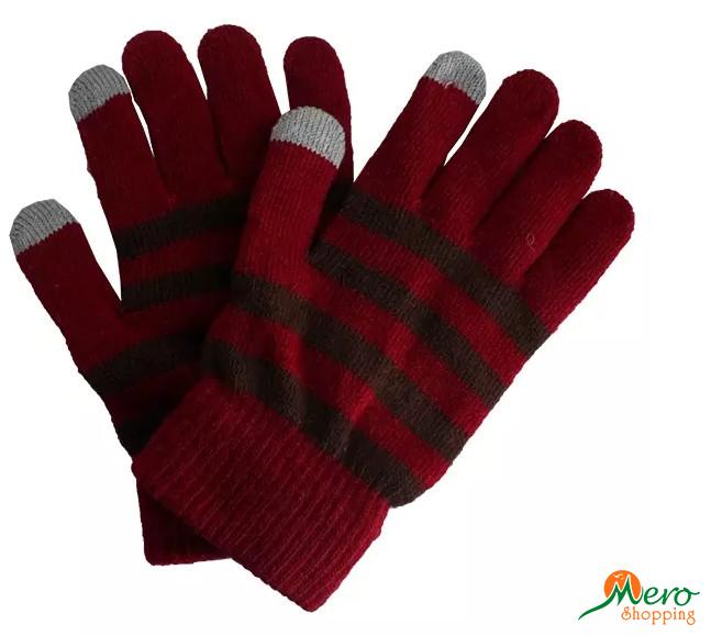 Red Striped Touch Screen Gloves 