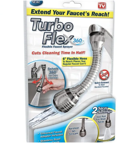 Turbo Flex 360 Flexible Faucet Sprayer Water Extender 