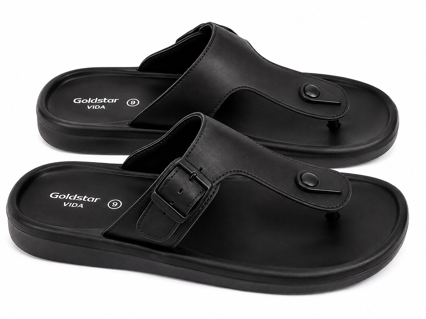 Goldstar Black Comfort Sandals for Men