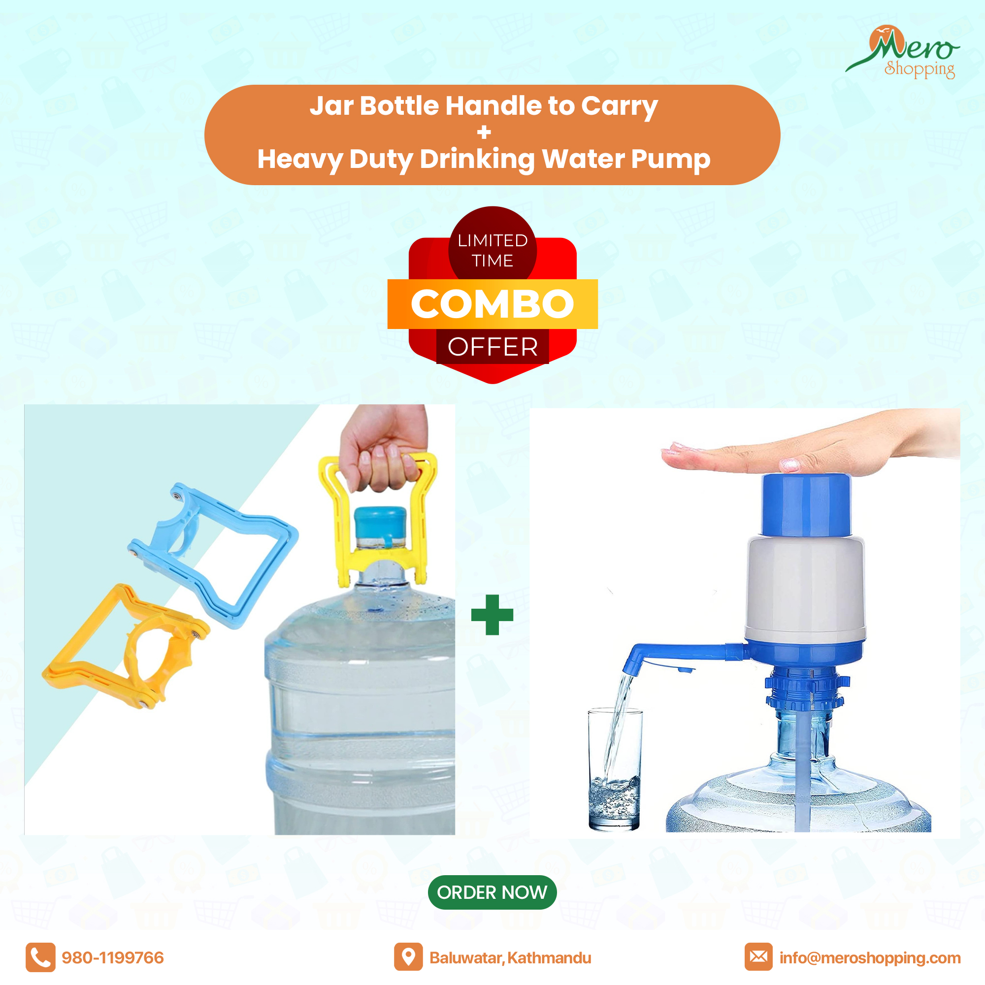 Water Jar Holder+Manual Water Dispenser Combo 