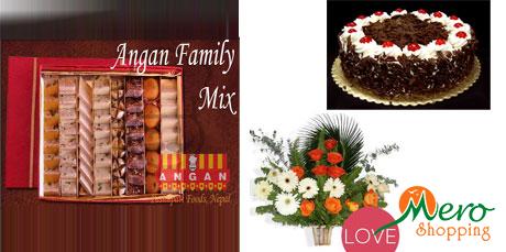 Angan Family Mix+ Flowers and Cake