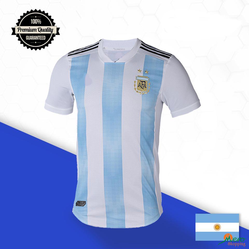 Light Blue and White Stripped Argentina World Cup Jersey For Men
