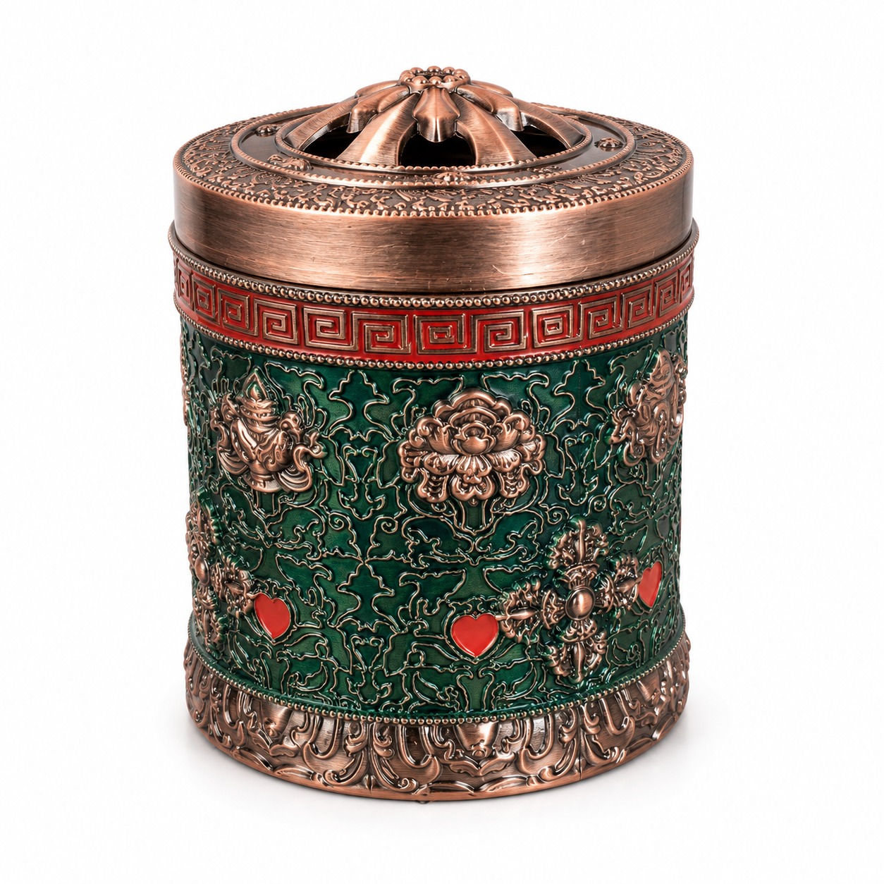 Electric Dhoop Burner Antique Copper Emerald Green 