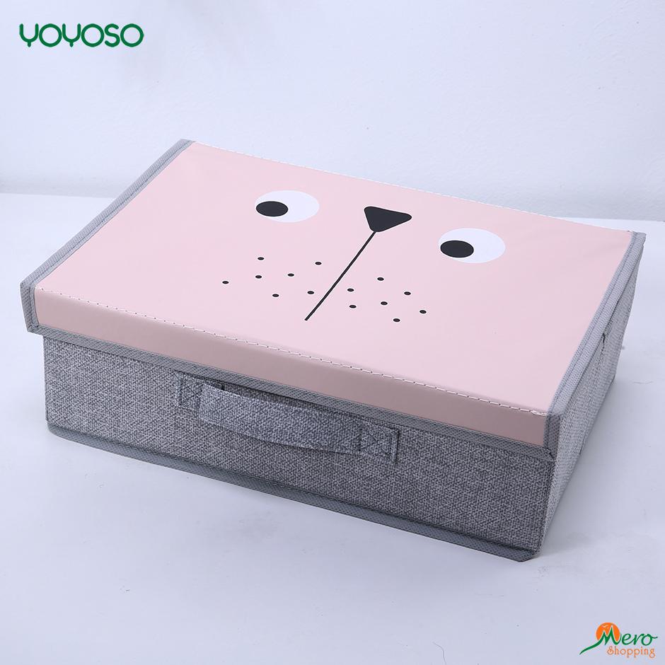 Cartoon cloth storage box small-pink 
