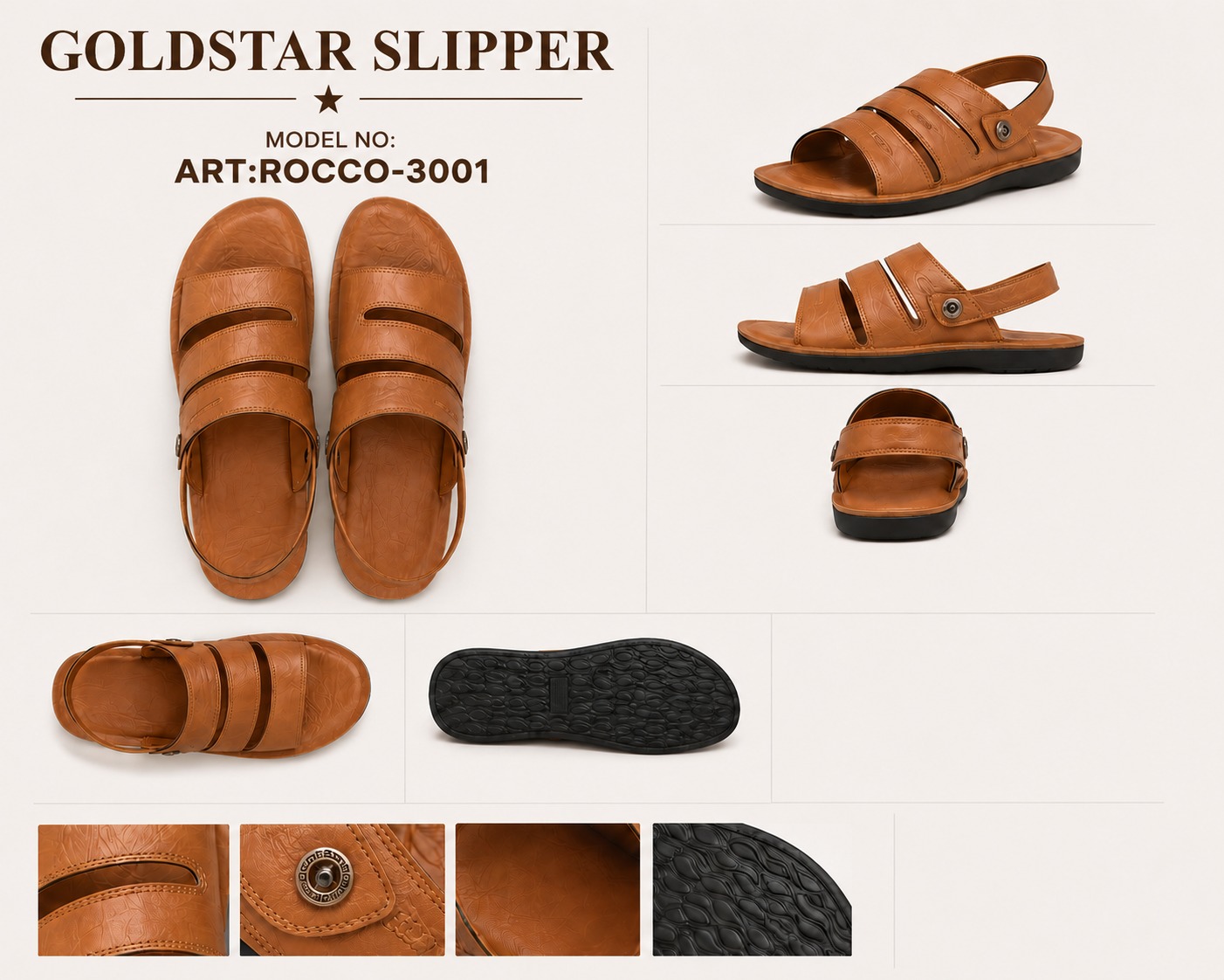 Goldstar Rocco-3001 Brown Slippers for Men