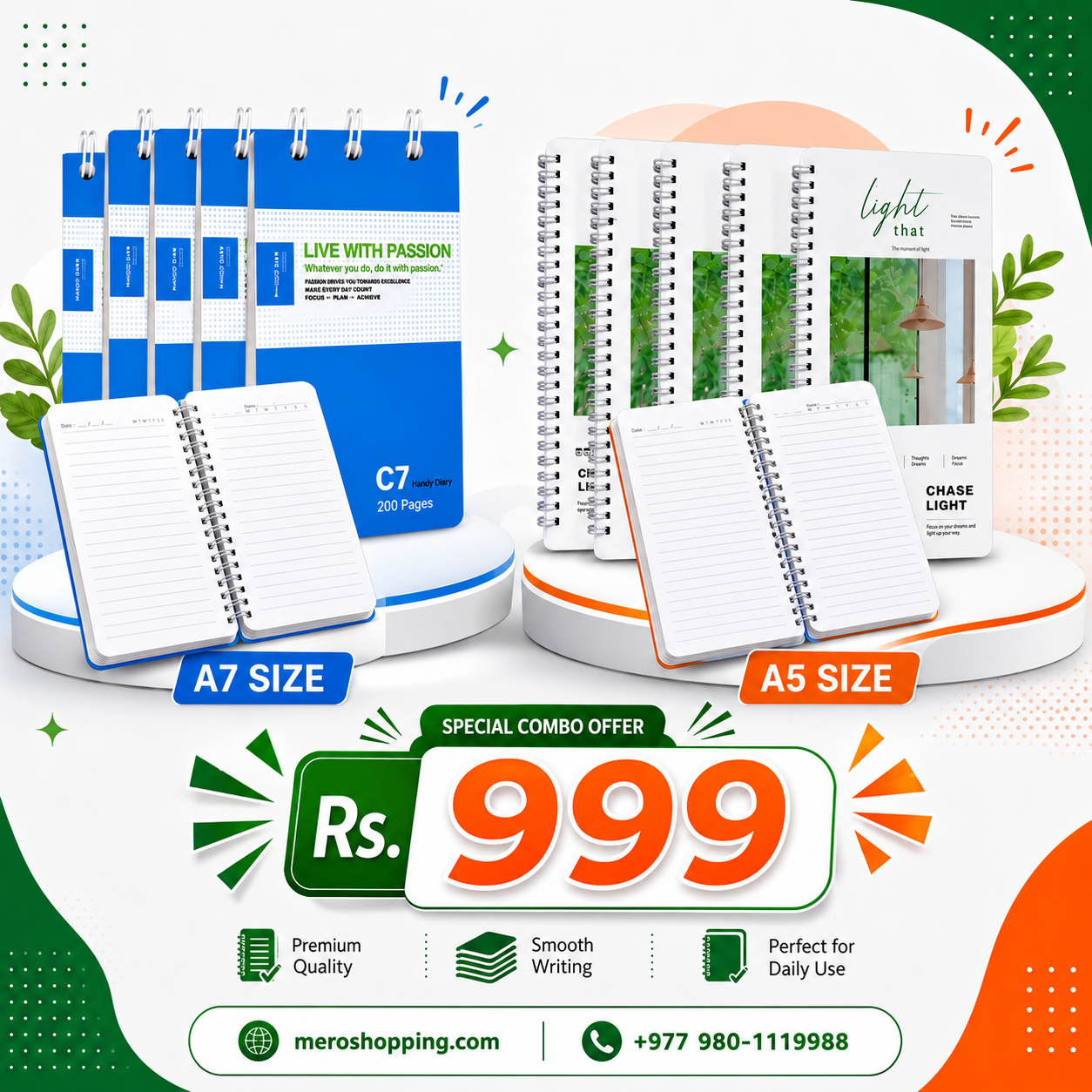 Premium Handy Diary Set – 5 Pcs 