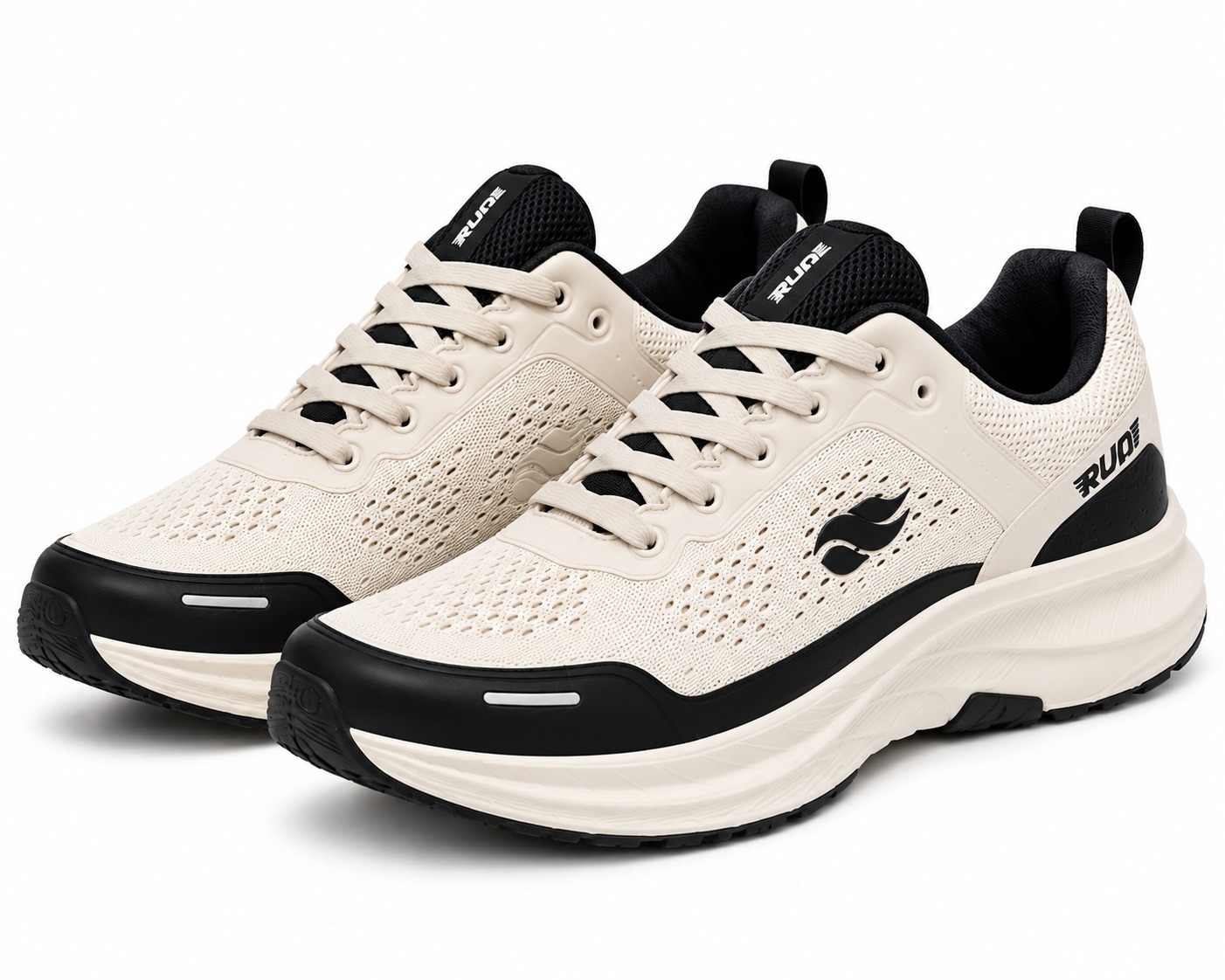 Run Shoes 7183 Cream/Black Comfortable Sports Sneakers