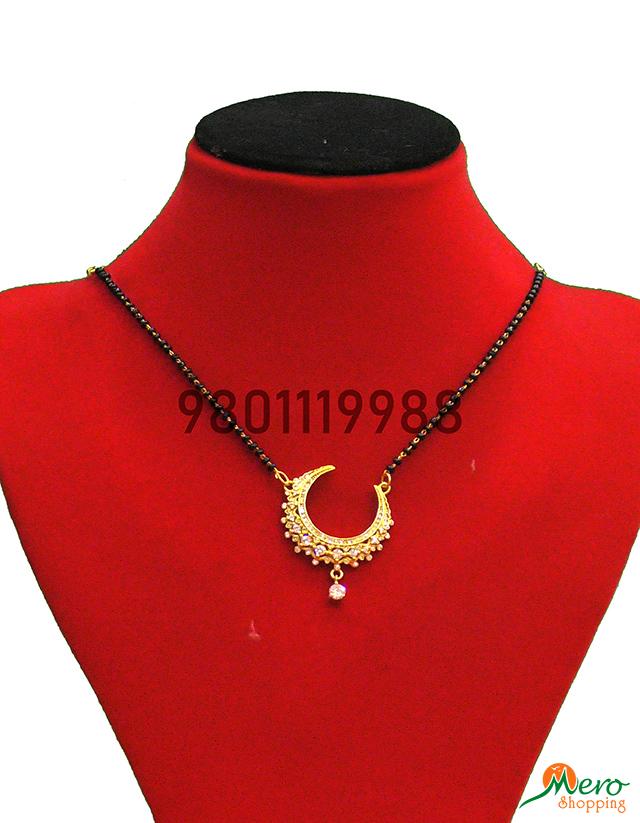 Gold Plated Beaded Crescents Moon Designed Mangalsutra 