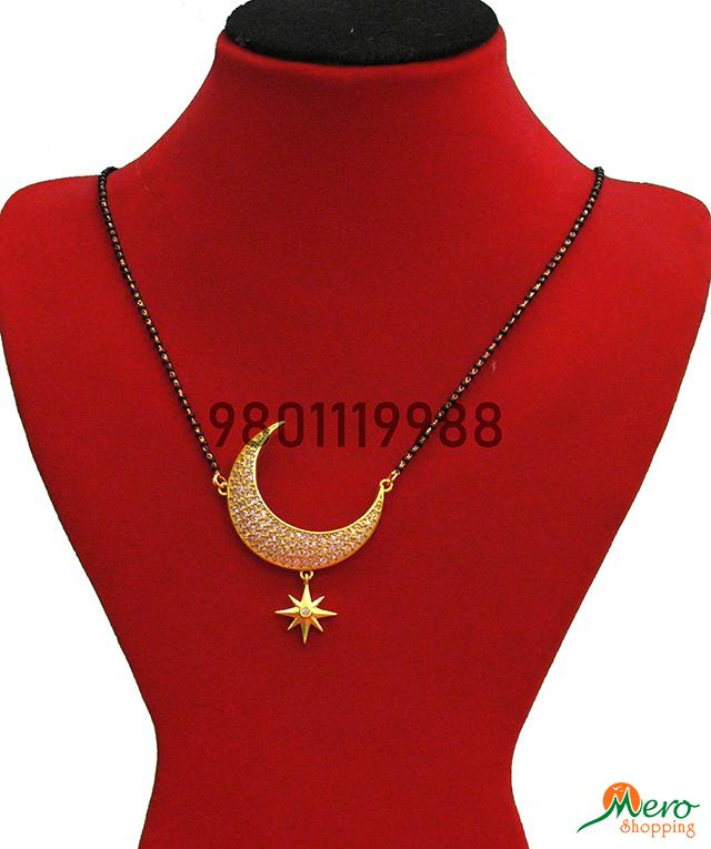 Gold Plated Beaded Half Moon Designed Mangalsutra 