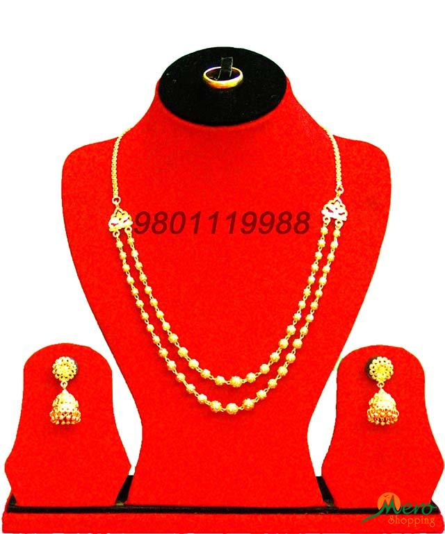 Gold Plated Jewellery Sets Includes ( Ball Necklace, Jhumka, Ring )