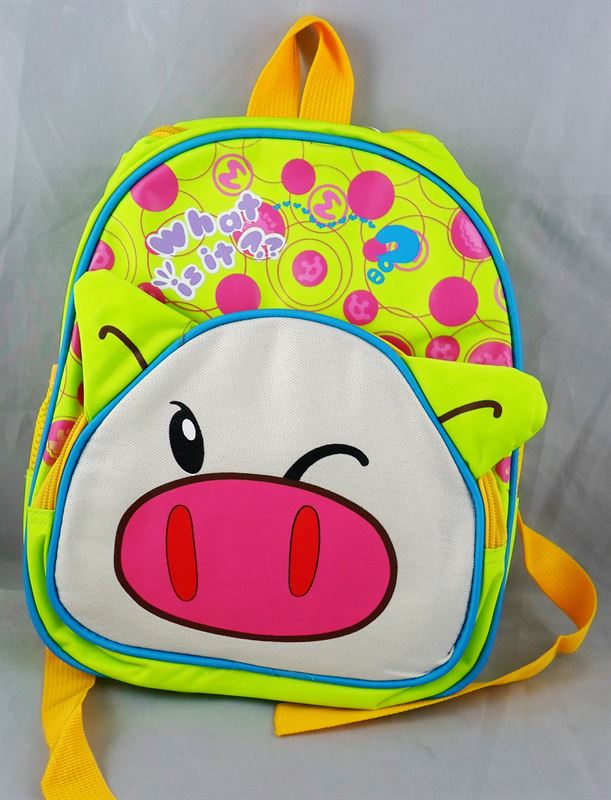 Cute Green Piggy Character Kids School Bag 