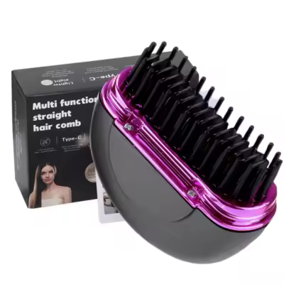 Mini Wireless Hair Straightener Brush Rechargeable Hot Comb 