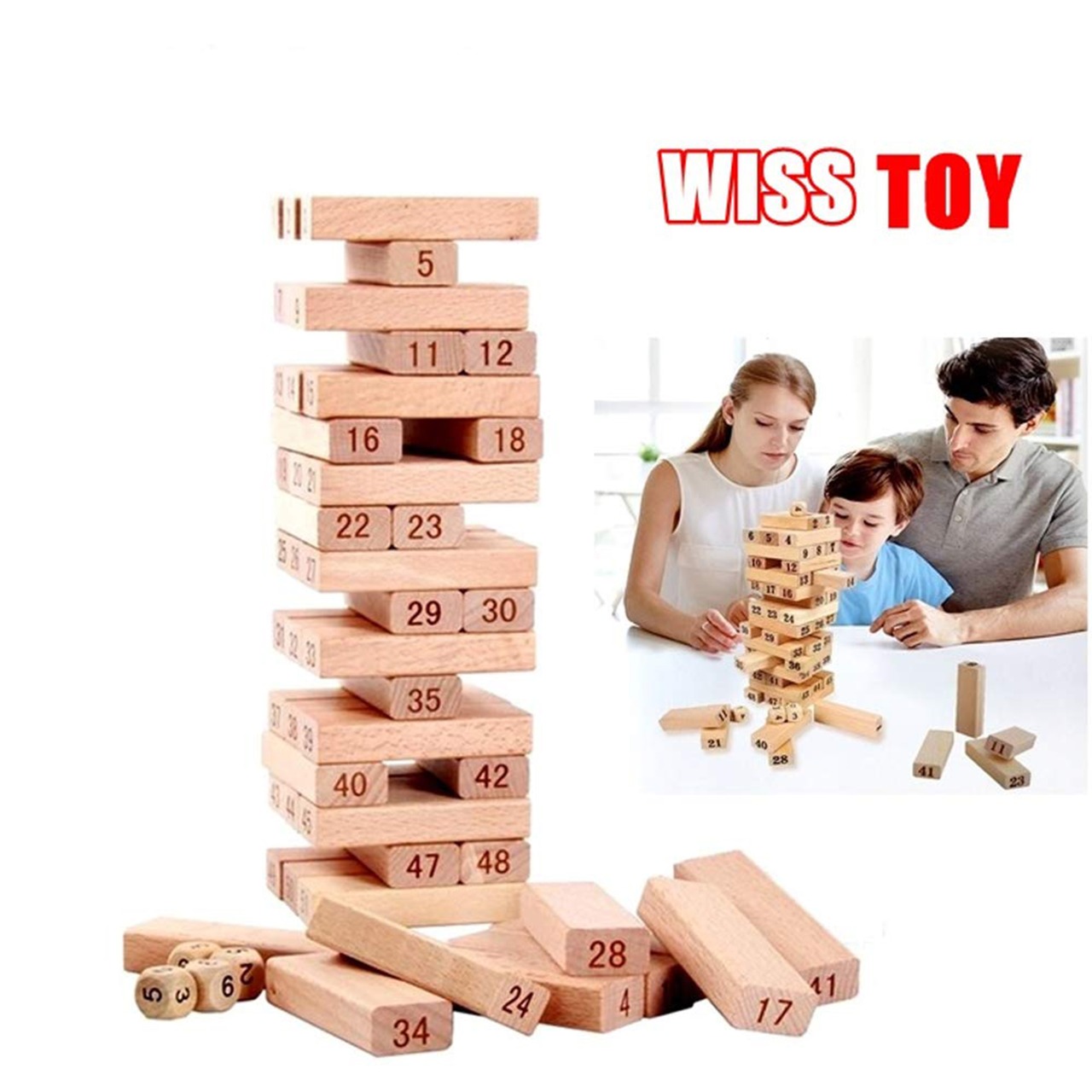 54 Wood Pieces Wiss Toy Wooden Blocks 