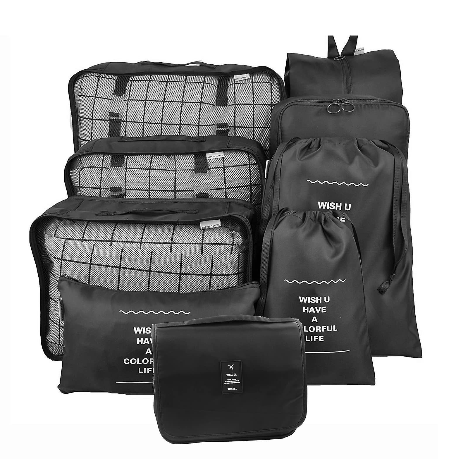 8 Pcs Set Compression Packing Cubes Travel Storage Bag Portable Luggage Organizer Clothes Shoe Tidy Pouch Suitcase